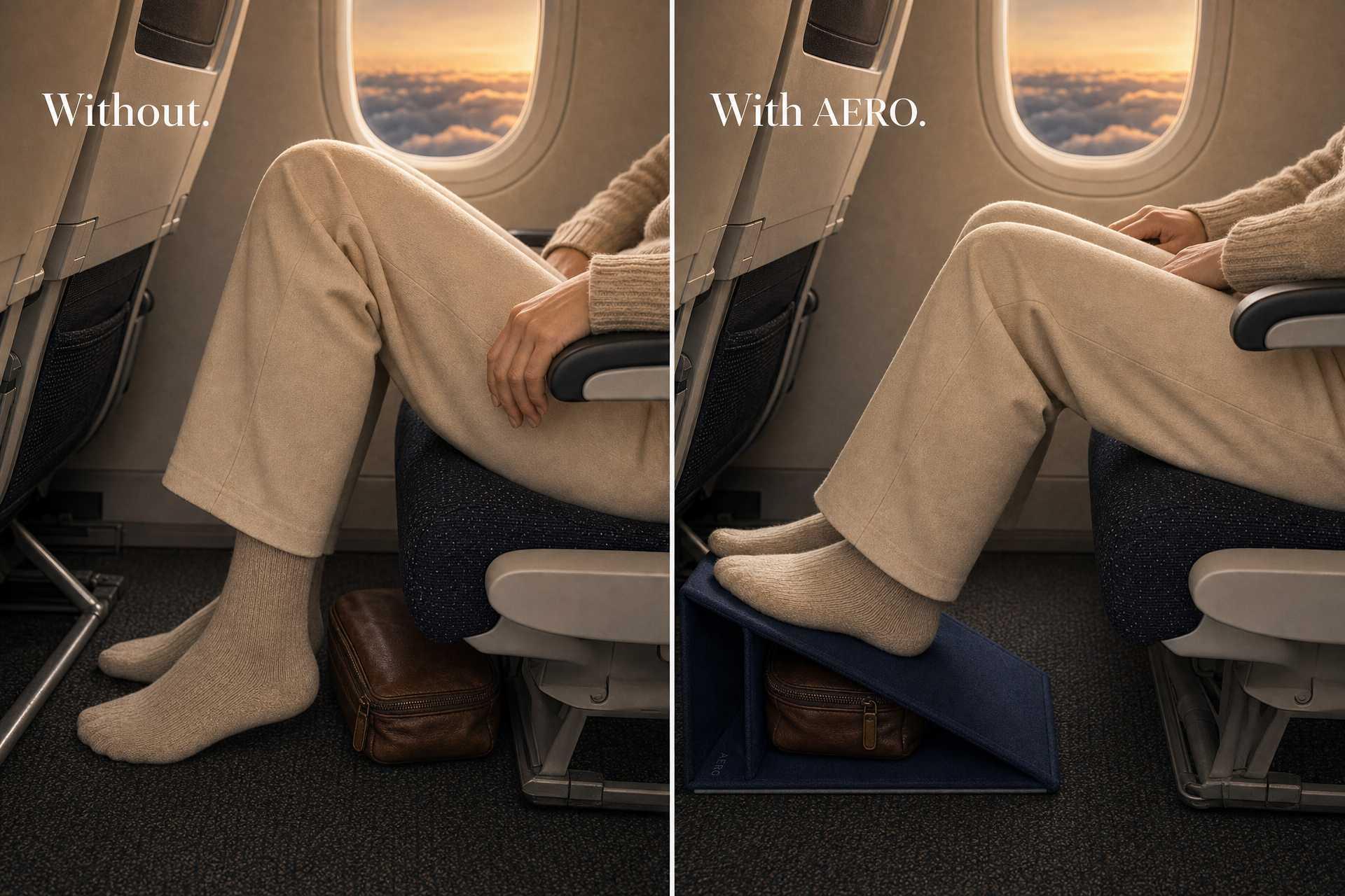 Aero Footrest — before and after in cabin